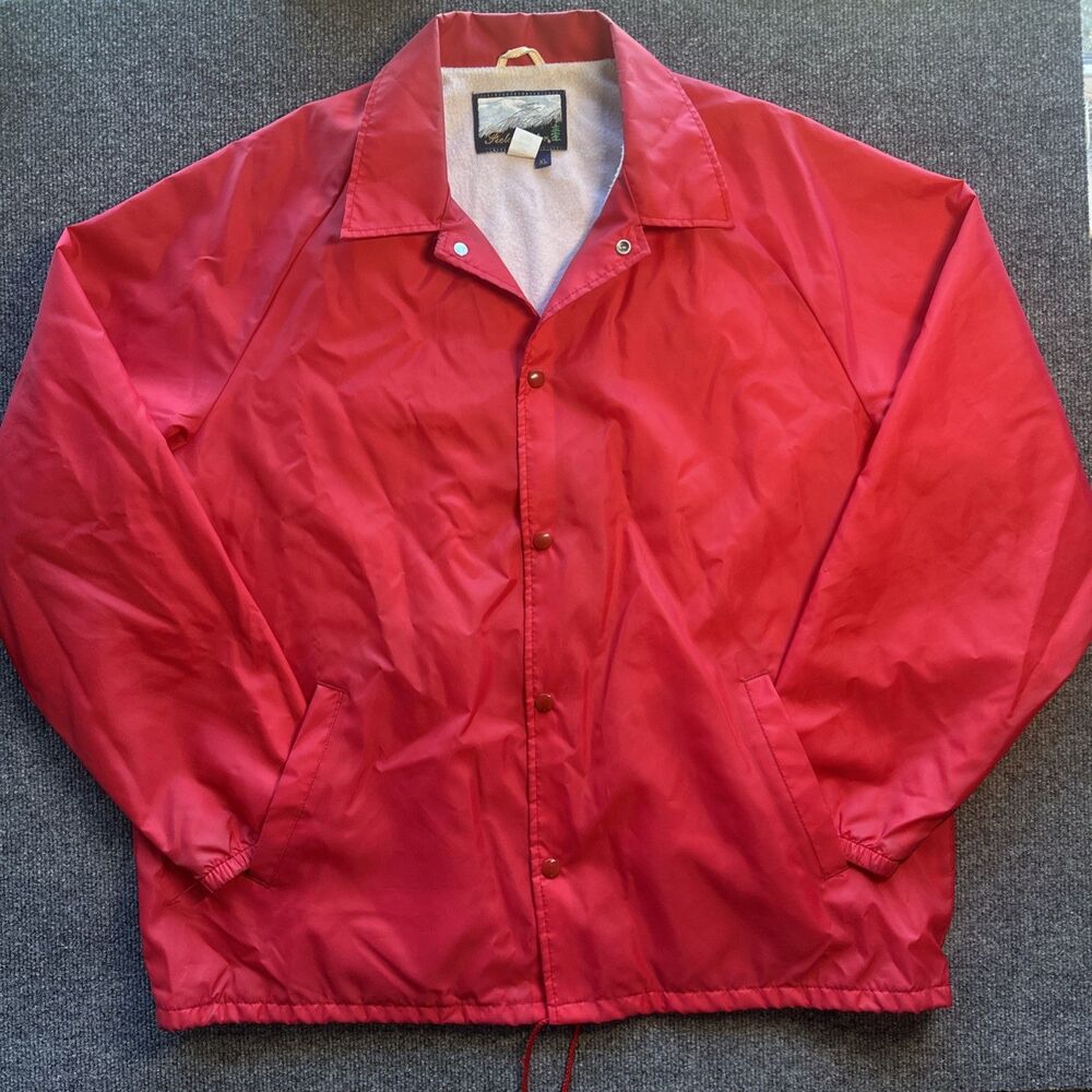 FIELDMASTER Vintage XL Coaches Rain Coat Jacket MENS  X LARGE RED 80's 1980's